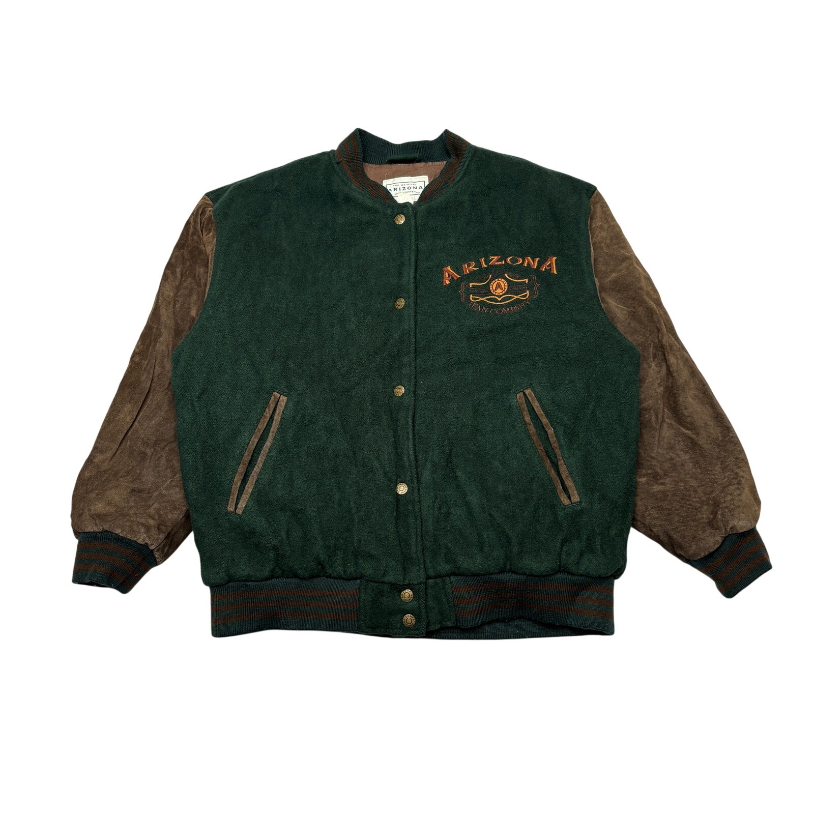 Vintage Arizona Jean Company Wool Suede Varsity Jacket Men's Medium Bomber